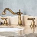 Votamuta Widespread Bathroom Basin Sink Faucet Dual Handles Three Holes Hot Cold Water Mixer Tap with Pop Up Drain Antique Brass - B079L6LBM8